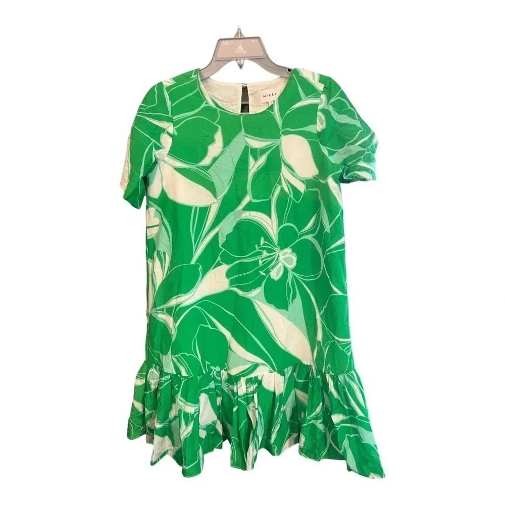 Milly Stencil-Floral Brynn Cotton Mini Dress Summer Beach Tropical Size 2 M1‎